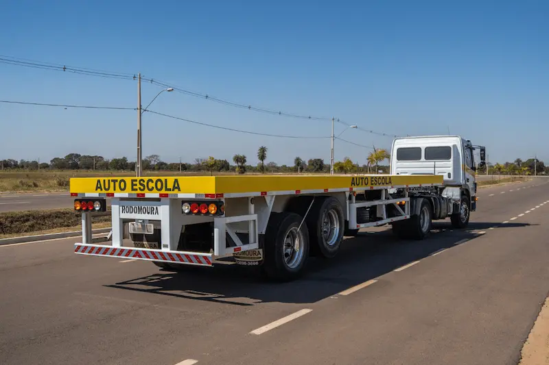 Carreta utilizada nas aulas para CNH Categoria E em Três Lagoas